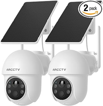 ARCCTV Solar Security Cameras Wireless Outdoor, 2 Pack
