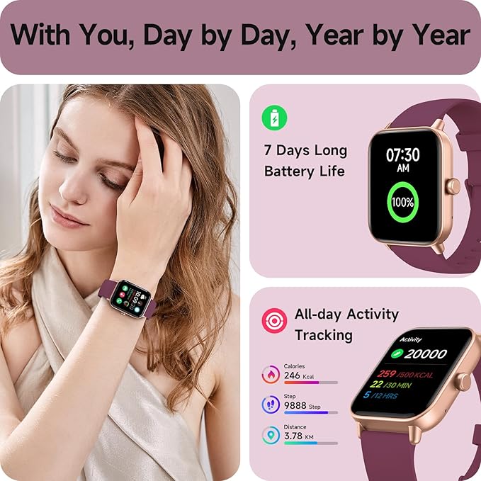 aeac Smart Watches for Women Answer/Make Calls, AI Alexa Built-in, 1.8" Touch Screen Fitness Watch with Android & iPhone, IP68 Waterproof Heart Rate/Sleep/SpO2 Monitor, Pedometer, 120+ Sport Mode