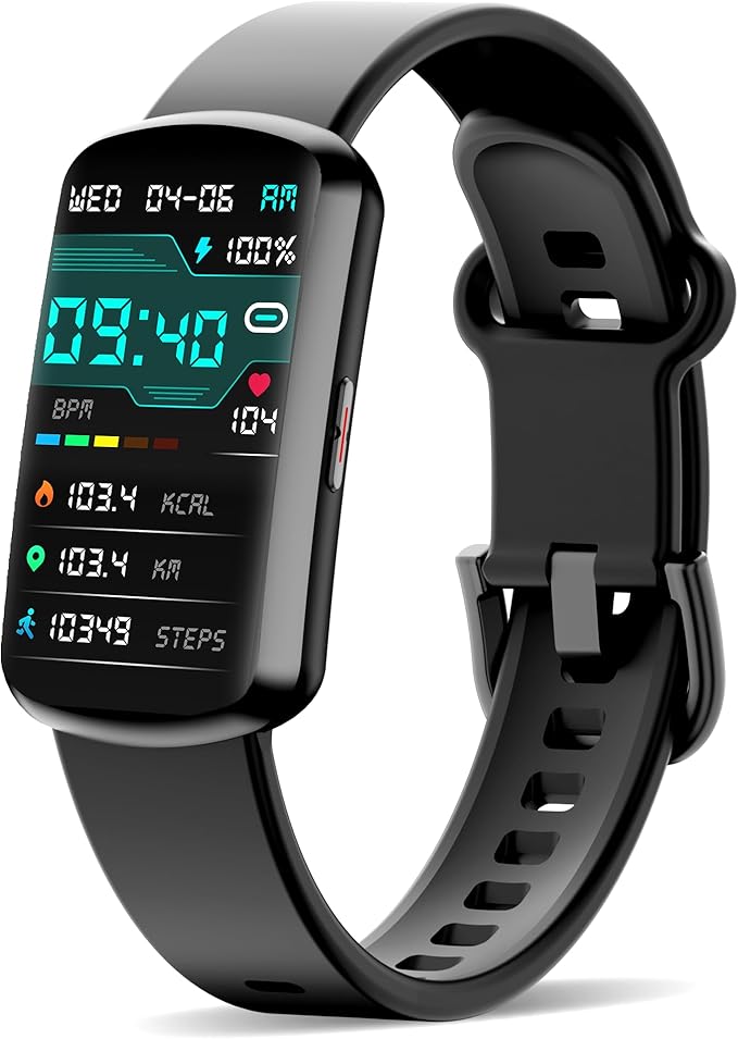 Health Fitness Tracker, Smart Watch with 24/7 Heart Rate and Blood Pressure Monitor, Activity Tracker with Blood Oxygen, 120 Sport Mode Waterproof Sleep Tracker for Women Men (Black)