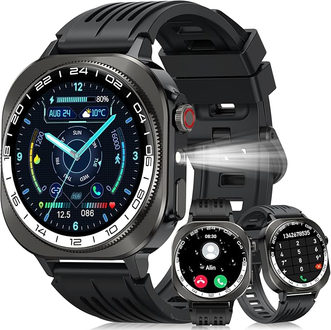 2026 Smart Watch, 1.43" Bluetooth 5.4 Call AMOLED Smartwatch for Men Women, 130+ Sports Modes, 60+Days Flashlight, 24/7 Heart Rate/Sleep Monitor, IP68 Waterproof Fitness Watch Tracker for Android iOS