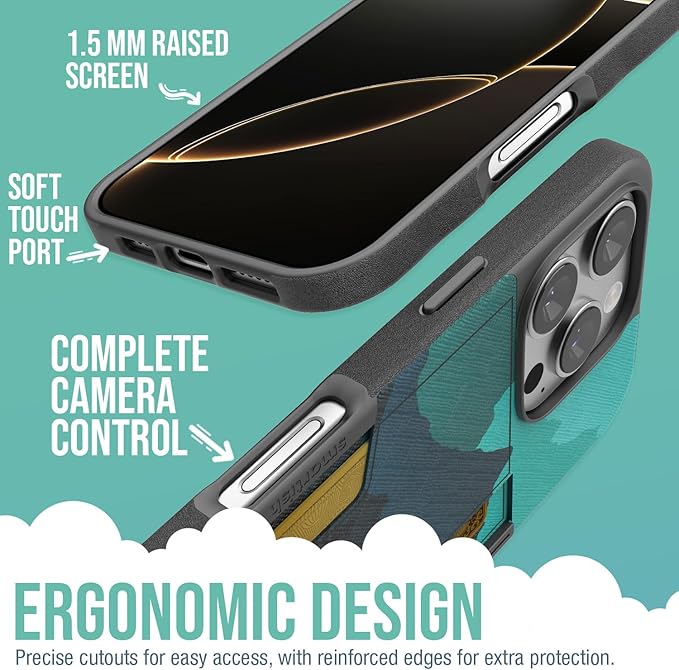 Smartish® iPhone 16 Pro Max Wallet Case - Wallet Slayer Vol 2 [Slim + Protective] Credit Card Holder w/Kickstand - Drop Tested Hidden Card Slot Cover for Apple iPhone 16 Pro Max - Moving Mountains