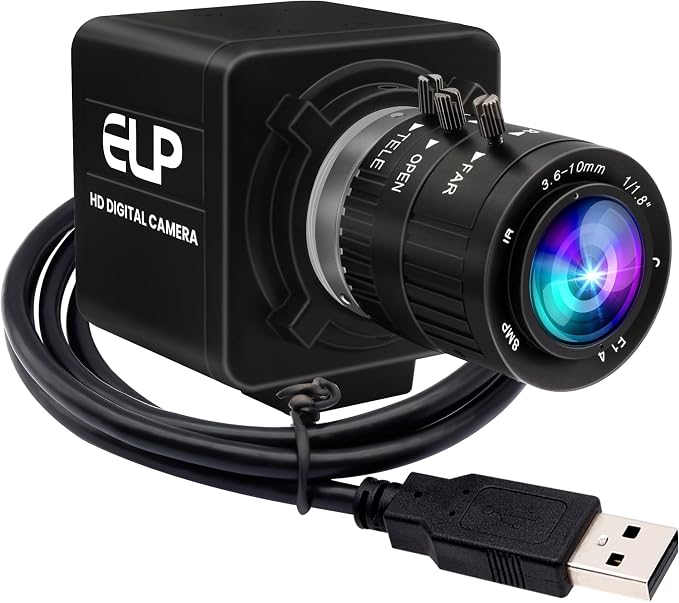 ELP 12mp USB Camera Manual Zoom Webcam for Computer 1080P 120fps Variable Focus Lightburn Camera High Speed 3.6-10mm 3X Zoom USB2.0 PC Cam Varifocal USB Security Webcamera for Video Conference