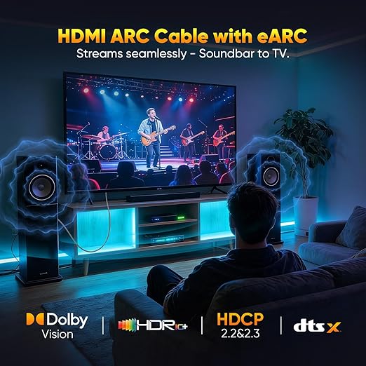 Certified HDMI 2.1 Cable 6FT, 8K HDMI eARC Cord for Home Theater, 48Gbps & 8K@60Hz HDMI ARC Cable for Soundbar to TV, 8K/4K TV, Roku/Apple TV, PS5, Xbox,Projector,Gaming Monitor, Computer and More