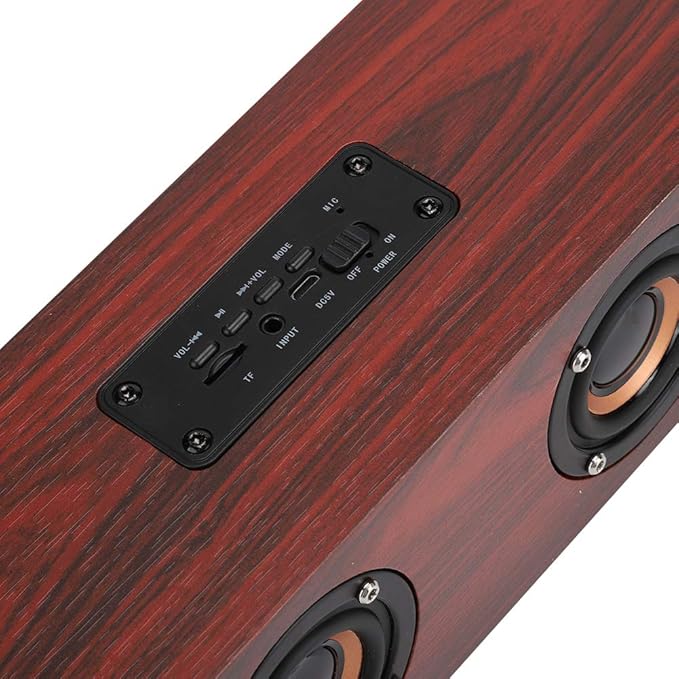 Wooden Bluetooth Speaker, 12W TV Computer Speaker Sound with 4 Bass Subwoofer Support Bluetooth, AUX, TF Card, FM(#1)
