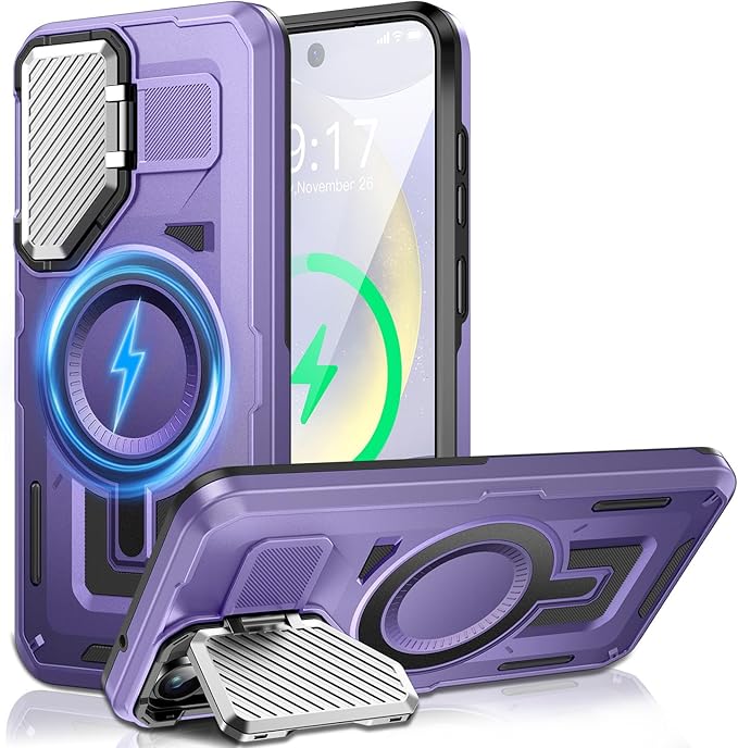 Camera Stand Case for Galaxy S23 Plus, [Compatible with MagSafe][Lens Cover] 2024 Version Military Grade Protective Soft Case for Samsung Galaxy S23 Plus 6.6" Men Women, Purple