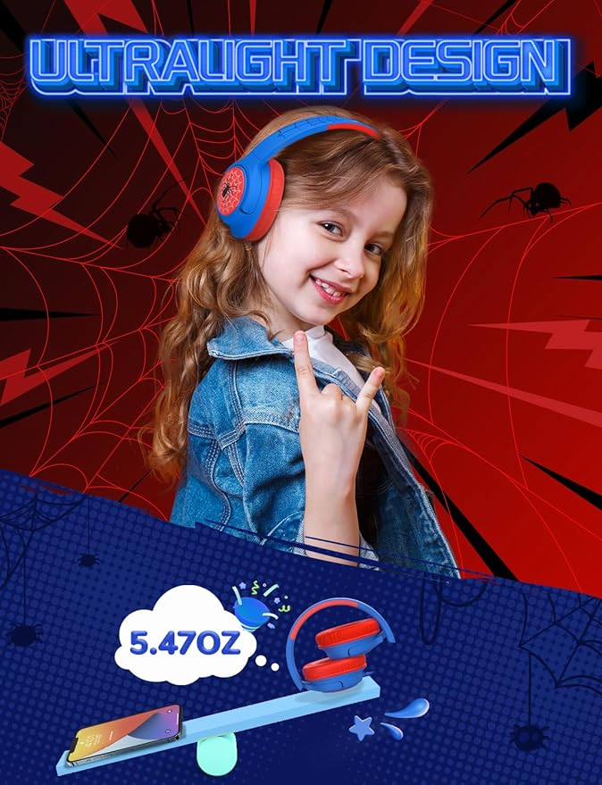 iClever Kids Headphones with Cord, 85dBA Safe Volume, Stereo Sound Foldable Adjustable, 3.5mm Jack, Over Ear Wired Headphones for Kids School/Boys/Girls/iPad/Tablet/Travel