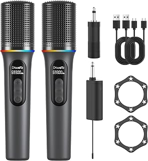 Wireless Microphone, Professional Handheld Dynamic Mic with Rechargeable Receiver, 5-Level Volume Adjustment, Dynamic RGB Lighting, 40-Hour Battery Rechargeable Microphone for Karaoke and Weddings. - Image 1