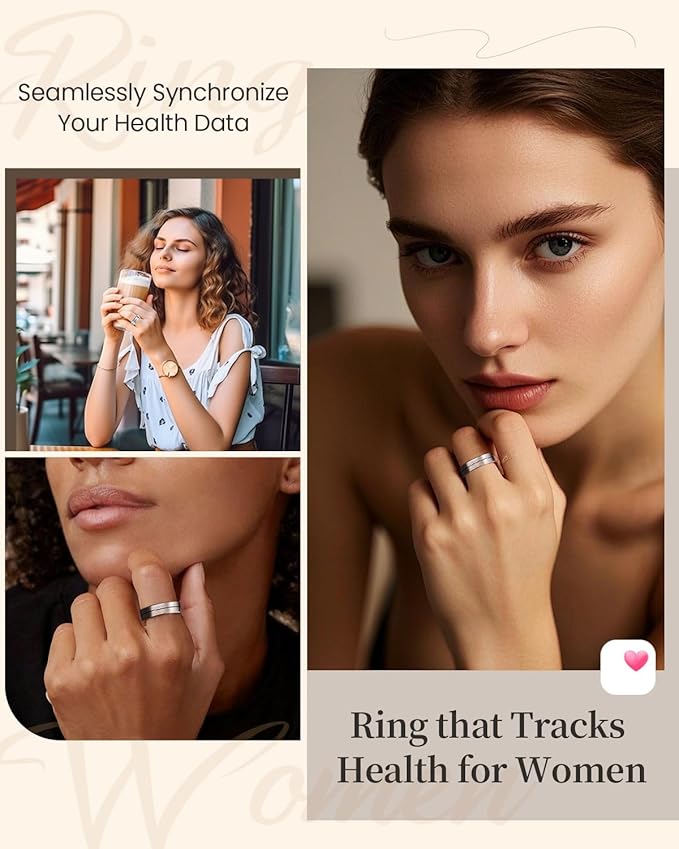 Smart Rings for Women Men - Fitness Health Tracker with Sleep Monitoring Heart Rate and Activity Tracking,Blood Oxygen Monitor IP68 Waterproof No Subscription Fee iOS Android Compatible (Silver, 8#)