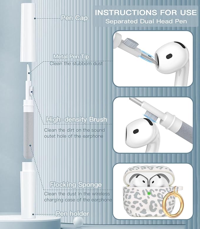 Silicone Leopard AirPods 4 Case 2024, Gawnock Case Cover for Apple Airpods 4th Generation Print Soft Flexible Cover for Air Pod 4th Women Girls, Skin with Keychain - Leopard Beige
