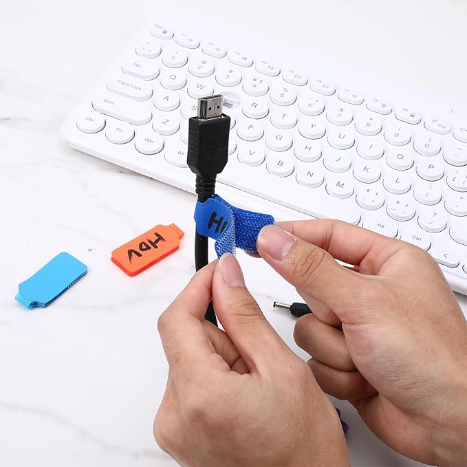 32 Pcs Cable Labels Multi-Color Write On Cord Label Self-Adhesive Reusable Wire Tags Write On Cord Label Wire Labels for Computers Electronics Cable Recognition and Management