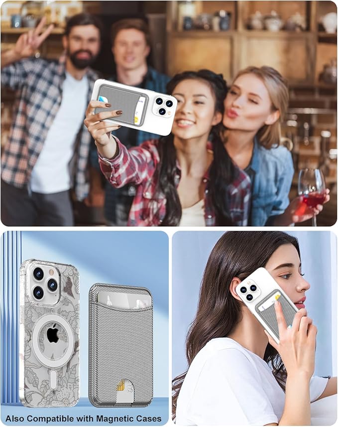 Miroddi for Magsafe Wallet, Magnetic Card Holder for iPhone 17/16/15/14/13/12 Series, Leather Magnet Phone Wallet Fit 4 Cards 3 Cash, Ultra-Thin, RFID Blocking, Dark Grey
