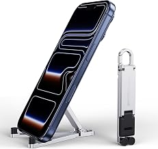 Portable Foldable Pocket Phone Stand with Keychain for Desk Travel(Silver)