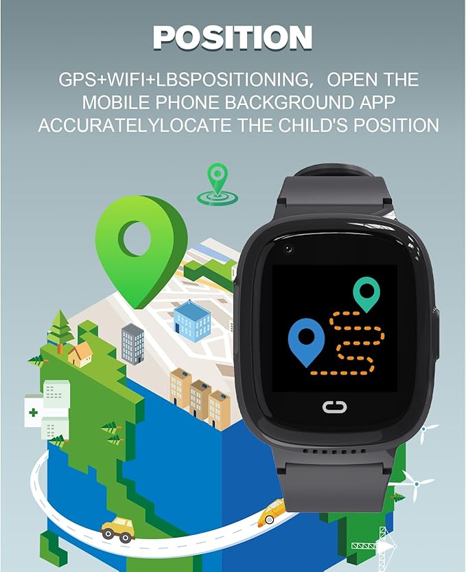 PTHTECHUS 4G Kids Smart Watch with SIM Card, Kids GPS Watch with Video Call Voice Chat WiFi/GPS/Call SOS Chat Bluetooth Camera Music Alarm Clock, Wrist Watch for 5-12 Girls Boys