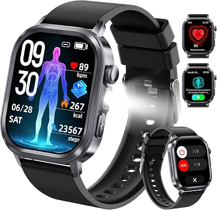 Smart Watch for Men Women 1.95" AMOLED Screen Real-Time Monitor Health