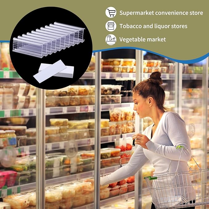 100Pcs Wire Shelf Label Holders with Label Paper Inserts, Label Holder Plastic Shelf Tags Compatible with Metro 1-1/4 inch Shelves, Removable Wire Rack Label Holder Display Clip