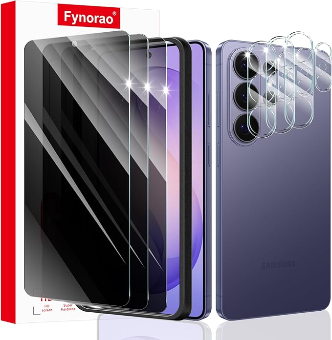 3+3+1-Pack, Privacy Screen Protector and Camera Lens Protector for Samsung Galaxy S26 Ultra with Installation Alignment Aid, Anti-Spy Tempered Glass Film, Dark Private Black Protection, Anti-Scratch