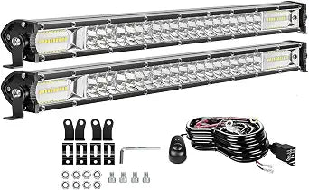 LED Light Bar Kits for Truck - 20 Inch Slim LED Lights Bars,12V 24V Led Work Lights Off-Road Driving Light Bars for ATV Tractor Pickup Golf Cart Snow Blower with Wiring Harness, 2PC