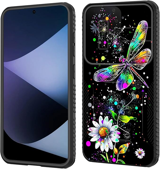 for Galaxy S26 Case Built in Slide Camera Lens Cover,Heavy Duty Shockproof Protection Dual Layer Case for Samsung Galaxy S26 6.3" 2026,Dragonfly and Daisy Flower
