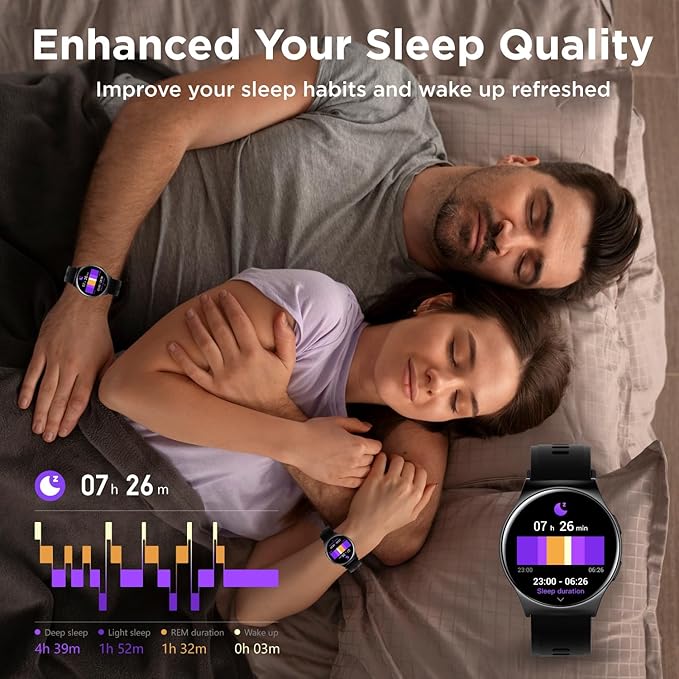 BENIO Smart Watch (Answer/Make Call), AI Watch Faces, 1.43" AMOLED with AOD, IP68 Waterproof Fitness Tracker, 24/7 Heart Rate/SpO2/Sleep Monitor/Stress, 110+ Sports Modes, Compatible Android & iOS