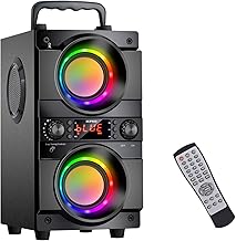 60W (80W Peak) Portable Bluetooth Speaker with Double Subwoofer Heavy Bass, Bluetooth 5.0 Wireless 100ft Outdoor Speaker, Support FM Radio, LED Colorful Lights, Stereo Sound, for Home, Party, Travel - Image 1