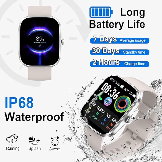AI Smart Watch with ChatGPT, 1.91" Bluetooth Calling Smartwatch for Men Women, 110+ Fitness Modes Activity Tracker, Sleep/Heart Rate/Calorie Monitor, IP68 Waterproof Step Counter for Android iOS
