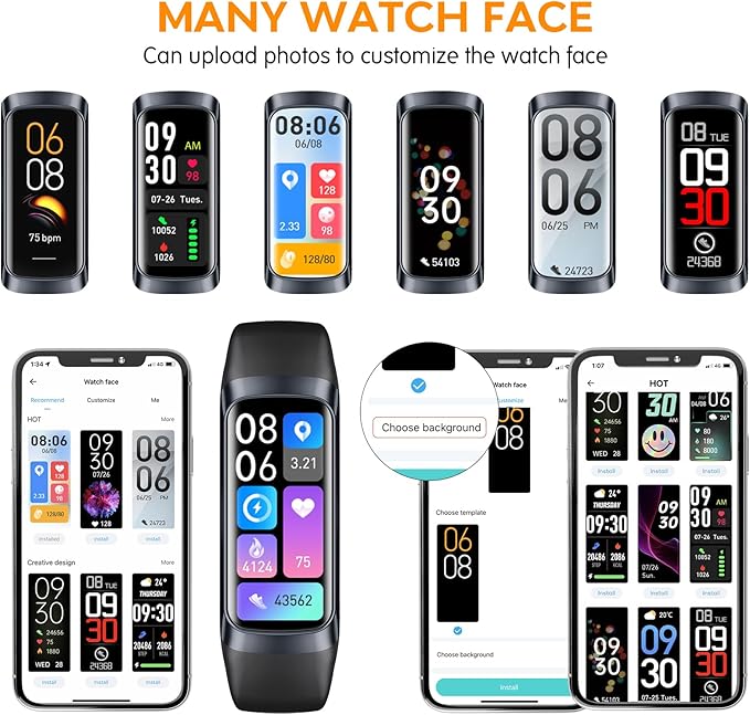 Fitness Tracker Men Women, Smart Watch with Blood Pressure Heart Rate & Sleep Monitor IP67 Waterproof Step Calorie Counter Pedometer Fitness Activity Health Watch for Android iOS Phones