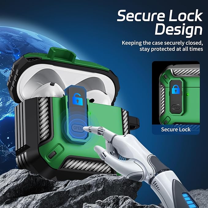 for AirPods 4 Case, Secure Lock Case Cover for Apple Airpods 4 with Active Noise Cancellation 2024, Case for Airpods 4 with Cleaner Kit and Keychain, Powerful Drop Protection