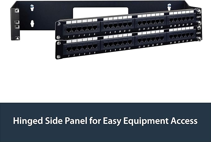 StarTech.com 2U Hinged Wall Mount Patch Panel Bracket - 6 inch Deep - 19" Patch Panel Swing Rack for Shallow Network Equipment- 22lbs (WALLMOUNTH2), Black