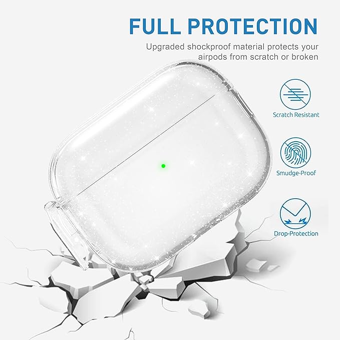 Valkit Compatible Airpods Pro 2 Case Clear with Lock, Shockproof AirPods Pro 2nd/1st Generation Case Soft Transparent Protective Cover with Lanyard iPods Pro 2 Skin for Airpods Pro 2nd/1st Gen