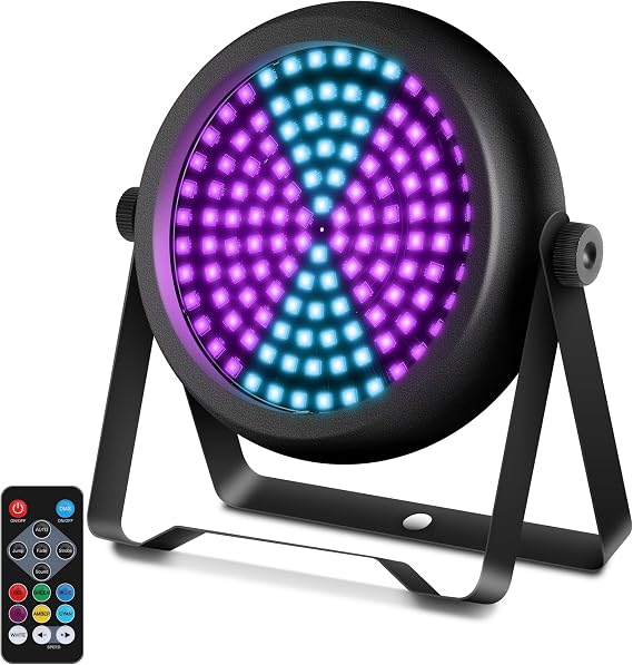 Telbum Strobe Light for Parties, 126 LED RGB+UV Strobe Light Halloween, DJ Lights by DMX512 Sound Activated Blacklight for Stage Club Event Concert Church Wedding Banquet Host - 1Pack