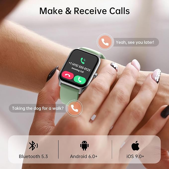 Tensky Smart Watch for Men/Women, 1.85'' HD Touchscreen Smartwatch for Android/iPhone/Samsung/(Bluetooth Call), Alexa Built-in, 100+ Sport Modes Fitness Digital Tracker, Sleep/Heart Rate/SpO2 Monitor