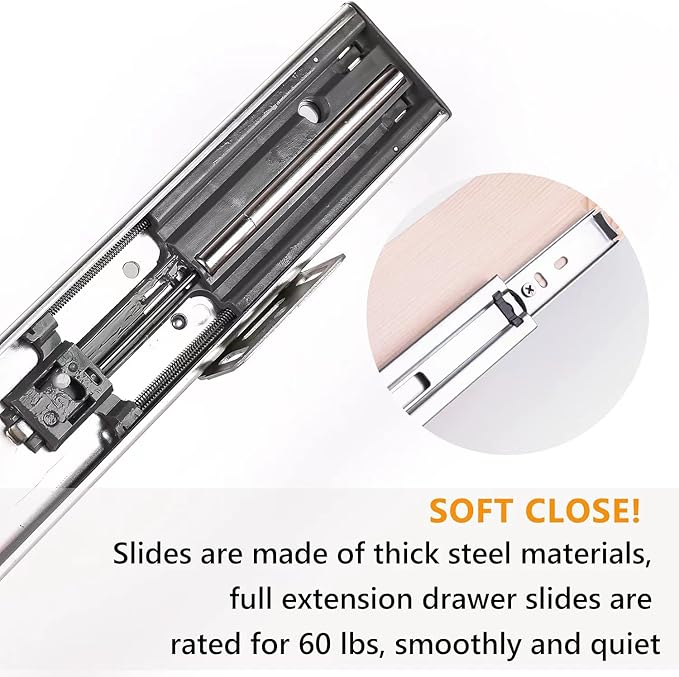 13”W x 21”D x 3”H Soft Close Slide Out Wood Drawer Organizer for Kitchen, (Cabinet Opening Width>14.5 inches for Bottom Assembly, Width= 14 inches for Side Assembly)