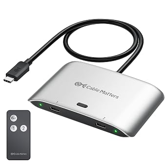 Cable Matters 20Gbps USB C KVM Switch for 2 Computers, 140W PD Charging