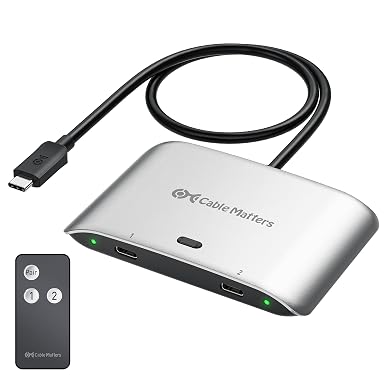 Cable Matters 20Gbps USB C KVM Switch for 2 Computers, 140W PD Charging