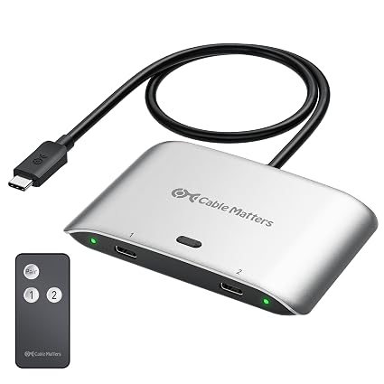 Cable Matters 20Gbps USB C KVM Switch for 2 Computers, 140W PD Charging