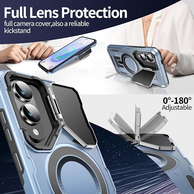 Camera Stand Case for Galaxy S25 Edge, [Compatible with MagSafe][Lens Cover] 2025 Version Military Grade Protective Soft Case for Samsung Galaxy S25 Edge 6.7" Men Women, Red