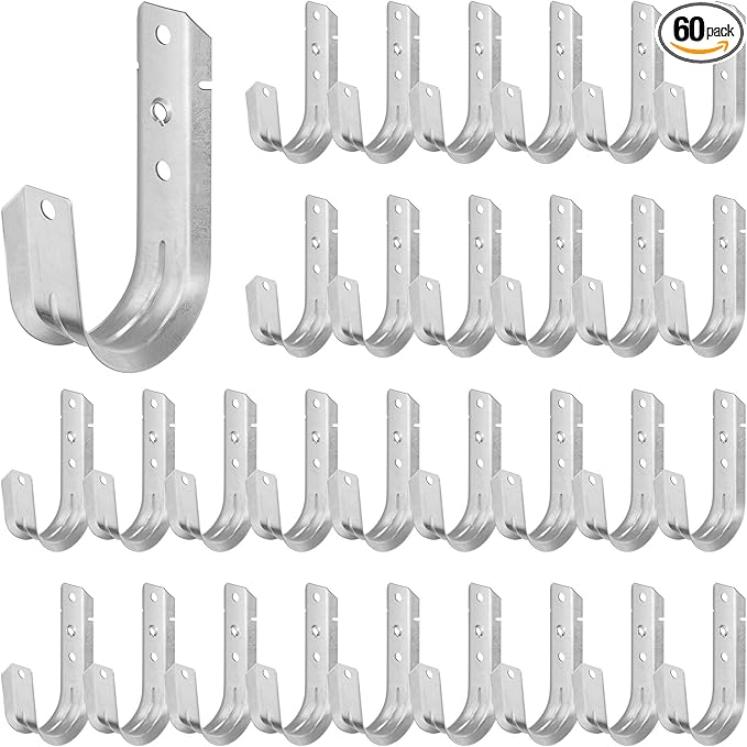 Blulu 30 Pcs 2" Cable Support J Hooks Heavy Duty Galvanized Steel Wire Management Cable J Hooks Hangers for Attaching to Vertical Surfaces Wall Mounting, Silver