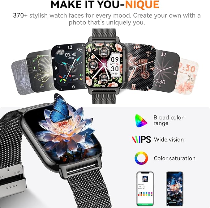 Smart Watch for Women, Smartwatch Fitness Tracker with Bluetooth Calls & AI Voice Control, 1.85’’ HDScreen, Heart Rate/SpO2 Monitor, Sleep Tracker, Compatible with Android iOS