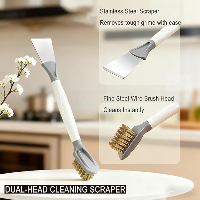 2-Piece Kitchen Brush Set: Handheld Dish Cleaning Brush and Dual-Head Cleaning Tool for Pots, Pans, Sinks, Stubborn Grease, Stovetops, and Burnt-On Residue