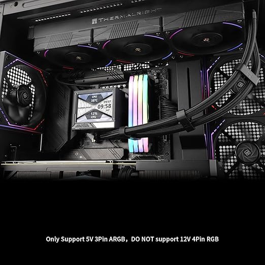 Thermalright Mjolnir Vision 360 ARGB Black-AIO CPU Liquid Cooler,IPS LCD Screen with 320 * 240 Resolution,for AM4/AM5 and LGA1700/1851,’3.5 inch’Magnet-Absorbent LCD Screen for Images