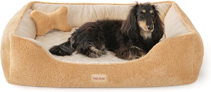 Self-Warming Orthopedic Dog Bed Medium Size Dogs - Memory Foam for Joint Pain & Arthritis, Comfort Pet Bed w/Washable Removable Cover & Waterproof Liner, Dog Couch w/Raised Bolster & Non-Slip Base