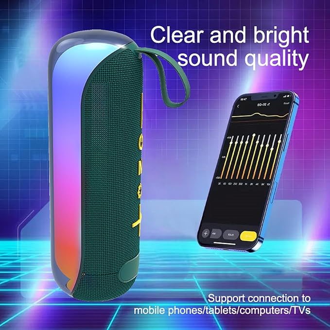 T&G Portable Bluetooth Speakers with Colorful Lights, Long Shower Bluetooth Speaker, Powerful Stereo Loud Sound Wireless Speaker, Outdoor Portable 24W Bass Speaker for Home Party Beach