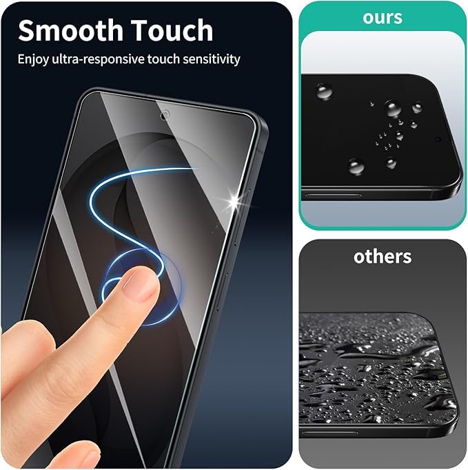 3-Pack Privacy Screen Protector for Samsung Galaxy S26+/S26 Plus/S25 Edge, Anti-Spy Tempered Glass Film, Dark Private Black Protection, 9H Hardness, Anti-Scratch, Anti-Shatter, Bubble Free, Case Friendly