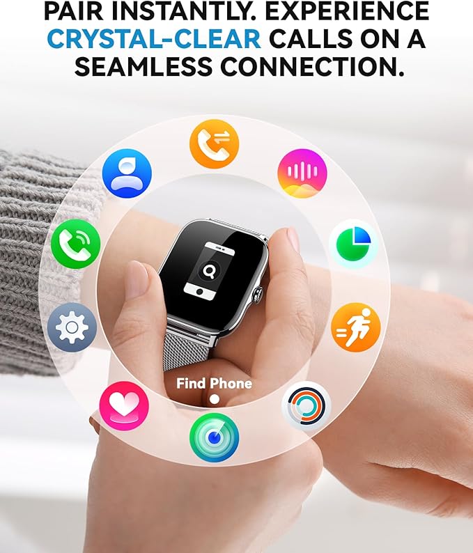 Smart Watches for Women Men, Steps Counter Fitness Tracker Watch for Android iPhone with Sleep Calorie Monitor and 110+ Sports, IP68 Waterproof, Pedometer Smartwatch (Silver, 1.91)