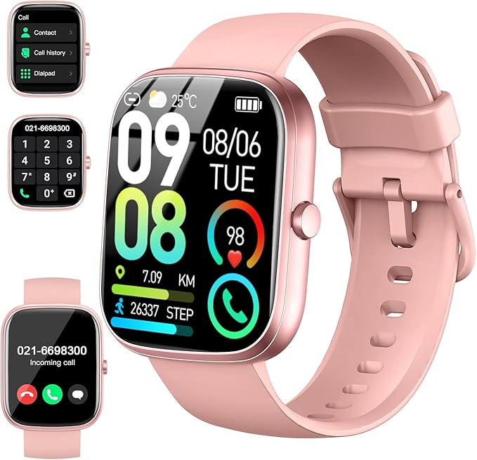 Smart Watch 2026 NEW 1.91" Smartwatch for Men Women(Answer/Make Call),Fitness Watch with 110+ Sport Modes, Reloj Inteligente with Sleep Monitor/Heart Rate/Step/Calories/IP68,for Android iOS, Gold Pink