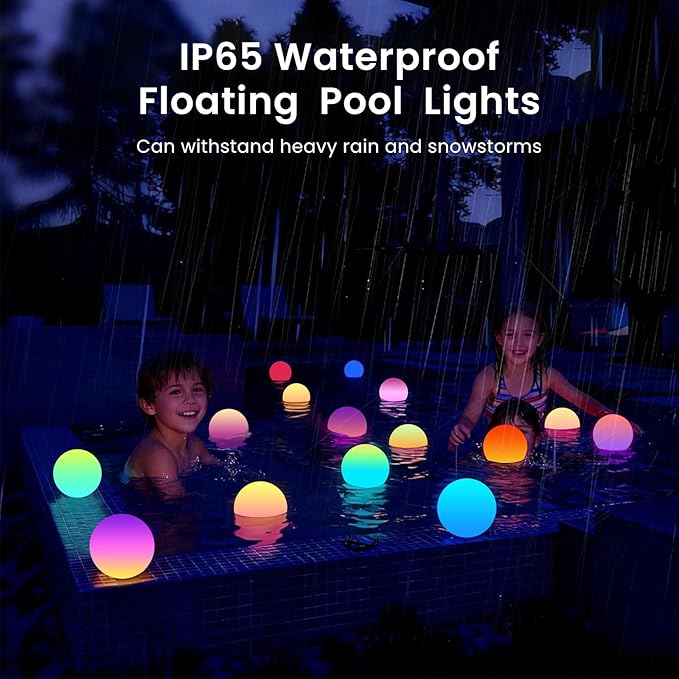LOFTEK LED Ball Light, 3-inch Rechargeable Globe Lights, Color-Changing Ball Lamp with Remote, Waterproof Orb Light, Smart Sphere Night Light for Home Bedroom Pool Decor, Xmas Gift, 2 Pack