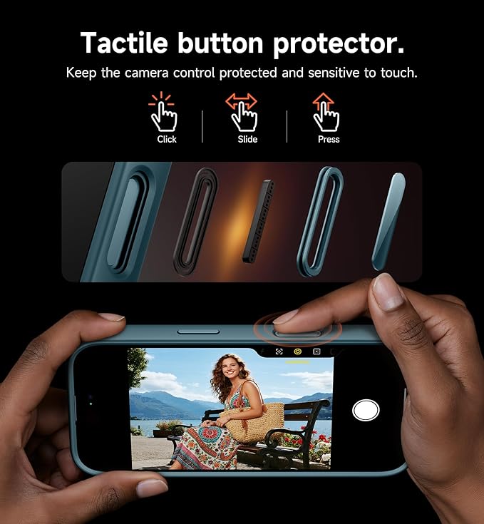 SURITCH for iPhone 17 Case with Camera Control Cover, Camera Slide Cover and Adjustable Kickstand, Compatible with MagSafe, Shockproof Bumper Protective Cases 6.3 Inch, Lake Green
