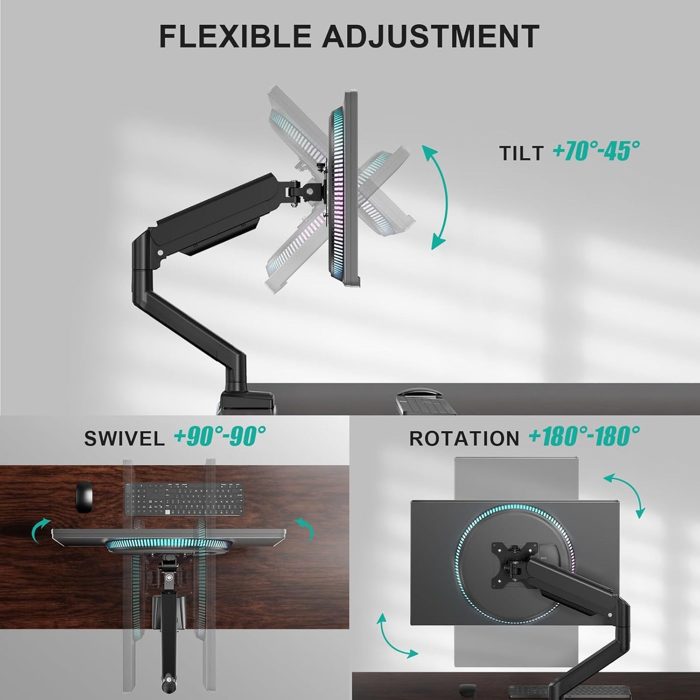 Single Monitor Arm — Full Motion, VESA 75/100mm, Up to 34"