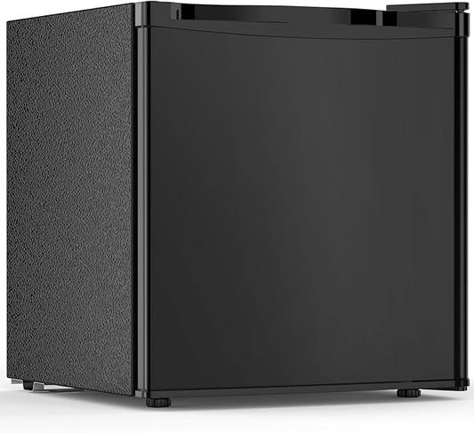 1.6 Cu.ft Mini Fridge with Freezer, Compact Refrigerator, Single Reversible Door, Ultra Quiet, Energy Efficient for Office, Dorm, Bedroom, Apartment, Black