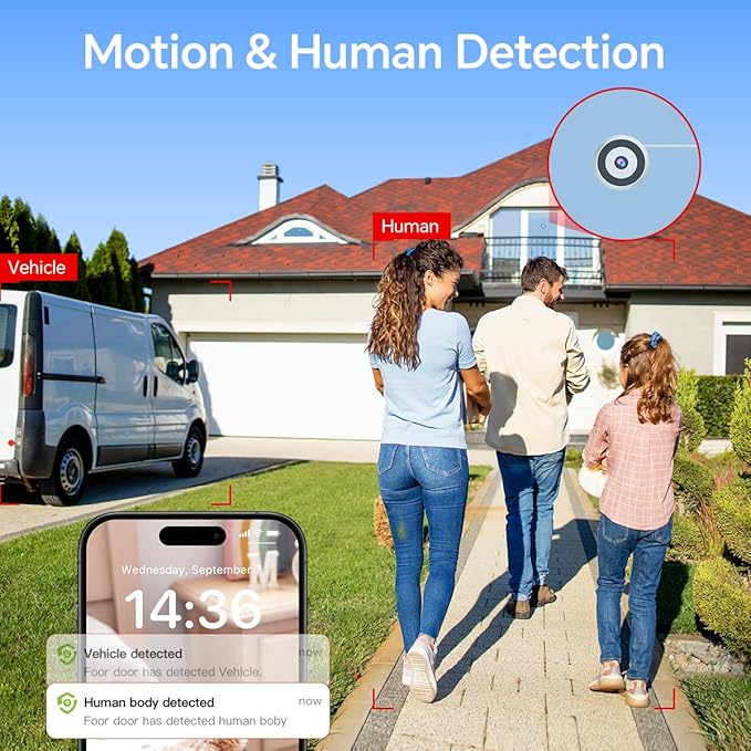 Window Cameras for Home Security: Indoor Camera for Outdoor Monitoring with 2K Full Color Night Vision Motion Human Vehicle Detection Easy Installation